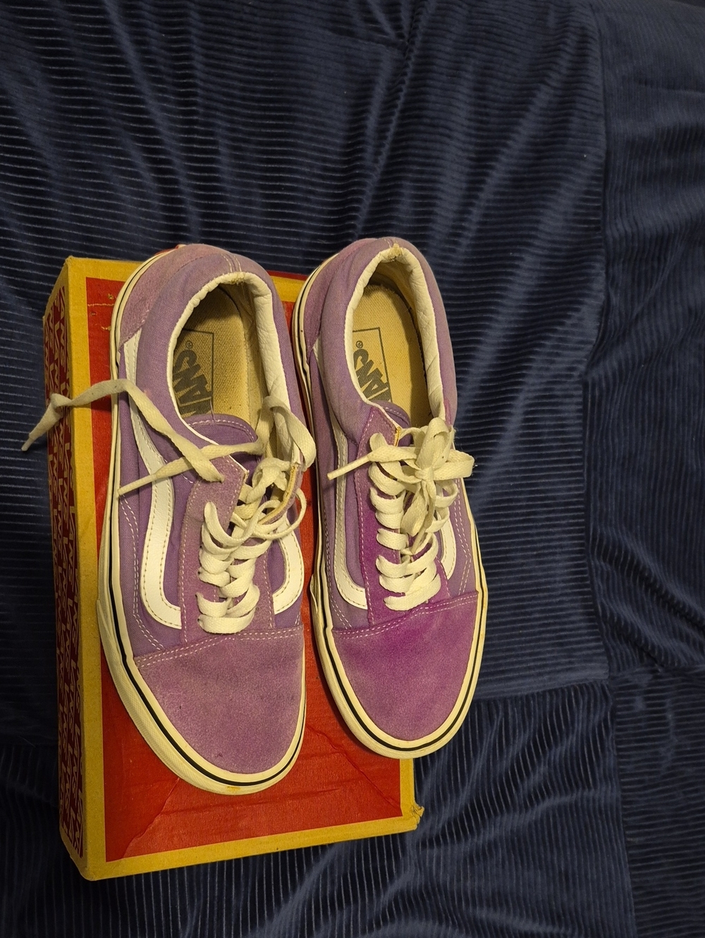 Vans Kids Old Skool Purple & White Suede Canvas Sneakers
